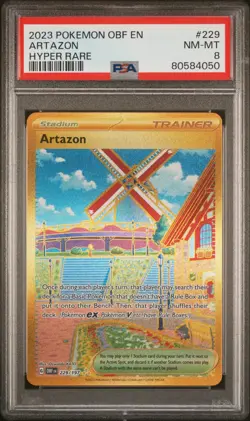 2023 Pokemon OBF EN Artazon HYPER RARE #229 PSA 8 - Image 1