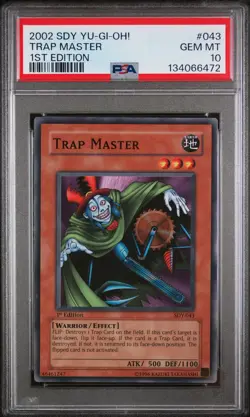 2002 YU-GI-OH! STARTER DECK: YUGI 1ST ED #043 TRAP MASTER PSA 10 - Image 1