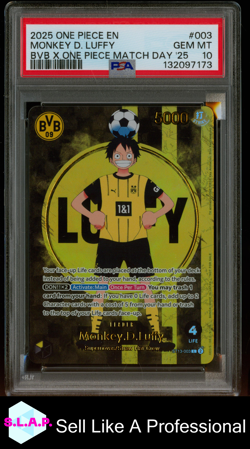 MONKEY D. LUFFY BVB X ONE PIECE MATCH DAY '25 ONE PIECE PROMOS 2025 003 PSA 10 - Image 1