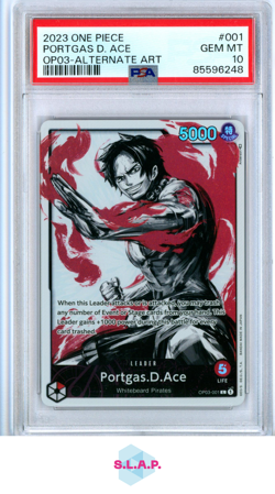 PORTGAS D. ACE ALTERNATE ART ONE PIECE OP03-PILLARS OF STRENGTH 2023 001 PSA 10 - Image 1