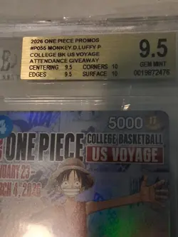 2026 One Piece Monkey D. Luffy College Basketball US VOYAGE Promo Card BGS 9.5 - Image 3