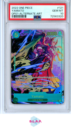 YAMATO ALTERNATE ART ONE PIECE OP01-ROMANCE DAWN 2022 121 PSA 10 - Image 1