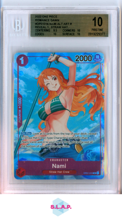 NAMI ONE PIECE OP01-016 2022 ROMANCE DAWN REVEAL 1 (ALPHA NAMI) EN BECKETT 10 - Image 1