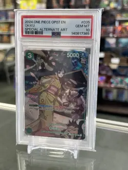 2024 ONE PIECE OP07 EN OKIKU SPECIAL ALT ART PSA 10 - Image 1