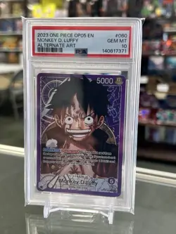 2023 ONE PIECE OP05 EN MONKEY D LUFFY ALT ART PSA 10 - Image 1