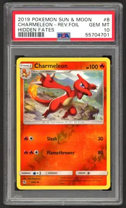 Pokemon Cards - PSA 10 Charmeleon 8/68 - Hidden Fates Reverse Holo - GEM MT - Image 1