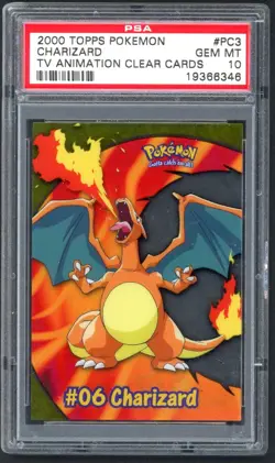 Pokemon Cards - PSA 10 Charizard 06 PC3 - Topps TV Animation Clear Card GEM MT - Image 1