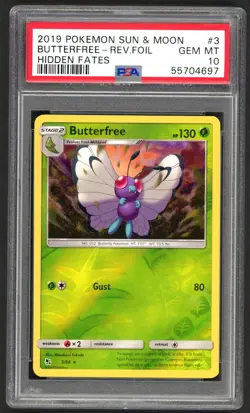 Pokemon Cards - PSA 10 Butterfree 3/68 - Hidden Fates Reverse Holo - GEM MT - Image 1
