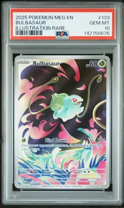 PSA 10 Pokemon Bulbasaur 133/132 Me01: Mega Evolution Holo GEM MINT - Image 1