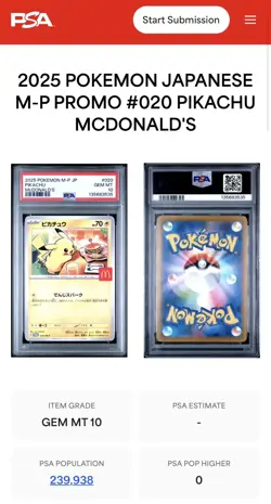 PSA 10 Pikachu 020/M-P – McDonald’s Happy Set Promo – Japanese Pokemon Card 2025 - Image 5