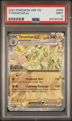 2023 Pokemon OBF EN Tyranitar ex #066 PSA 9 Mint - Image 1