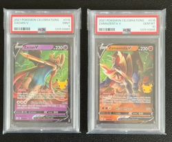 2 x 2021 Pokemon Celebrations PSA 10 #18 Zamazenta V & PSA 9 #16 Zacian V - Image 1