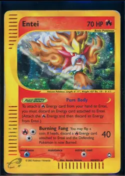 Pokemon AQUAPOLIS - #H8/H32 Entei - Holo - ENG - SWIRL - Heavily Played - Image 1