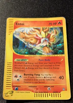 Pokemon AQUAPOLIS - #H8/H32 Entei - Holo - ENG - SWIRL - Heavily Played - Image 4