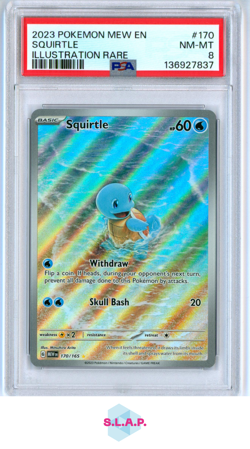 SQUIRTLE ILLUSTRATION RARE POKEMON MEW EN-151 2023 170 PSA 8 - Image 1