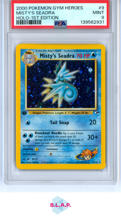 MISTY'S SEADRA HOLO-1ST EDITION POKEMON GYM HEROES 2000 9 PSA 9 - Image 1