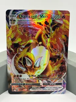 Charzard Vmax Gold Metal Pokemon Card-Collectible Gift Display Wildfire HP 350 - Image 1