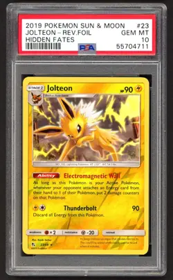 Pokemon Cards - PSA 10 Jolteon 23/68 - Hidden Fates Reverse Holo - GEM MT PSA10 - Image 1