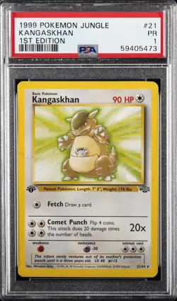 1999 POKEMON JUNGLE 1ST ED #21 KANGASKHAN PSA 1 - Image 1
