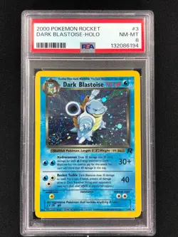 Pokemon 2000 Dark Blastoise Holo + Swirl! 3/82 PSA 8 - Image 1