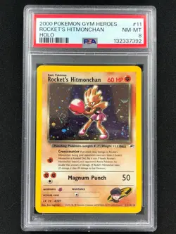 Pokemon 2000 Rocket's Hitmonchan Holo + Swirl! 11/132 PSA 8 - Image 1