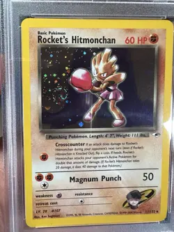 Pokemon 2000 Rocket's Hitmonchan Holo + Swirl! 11/132 PSA 8 - Image 4