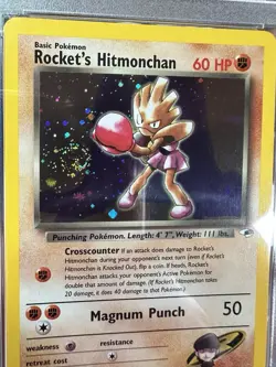 Pokemon 2000 Rocket's Hitmonchan Holo + Swirl! 11/132 PSA 8 - Image 5