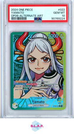 YAMATO ALTERNATE ART ONE PIECE OP06-WINGS OF THE CAPTAIN 2024 022 PSA 10 - Image 1