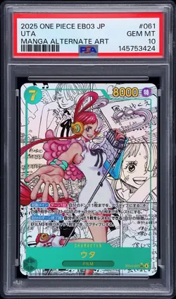 2025 ONE PIECE JAPANESE EB03-HEROINES ED MANGA ALT ART #061 UTA MANGA PSA 10 - Image 1