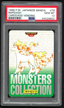 Pokemon Cards - PSA 10 Rapidash 78 - Japanese Bandai Carddass Vending - GEM MT - Image 1