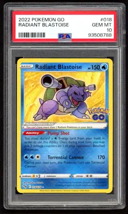 Pokemon Cards - PSA 10 Radiant Blastoise 018/078 - Go - GEM MT - PSA10 - Image 1