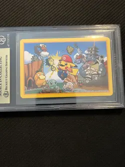 2016 Pokemon Center Mario Pikachu Playing Card – 9 Of Clubs BGS 10 Pristine - Image 1