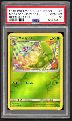 Pokemon Cards - PSA 10 Metapod 2/68 - Hidden Fates Reverse Holo - GEM MT PSA10 - Image 1