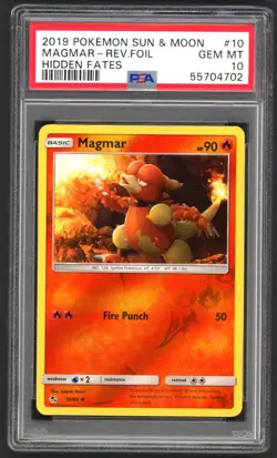 Pokemon Cards - PSA 10 Magmar 10/68 - Hidden Fates Reverse Holo - GEM MT - PSA10 - Image 1