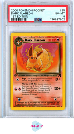 DARK FLAREON 1ST EDITION POKEMON ROCKET 2000 35 PSA 8 - Image 1