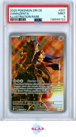ZAMAZENTA ILLUSTRATION RARE POKEMON GERMAN DRI DE-DESTINED RIVALS 2025 201 PSA 9 - Image 1