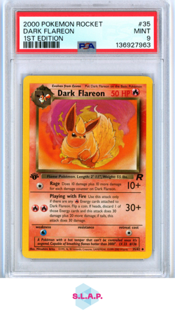 DARK FLAREON 1ST EDITION POKEMON ROCKET 2000 35 PSA 9 - Image 1