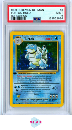 TURTOK-HOLO 1ST EDITION POKEMON GERMAN 1999 2 PSA 9 - Image 1