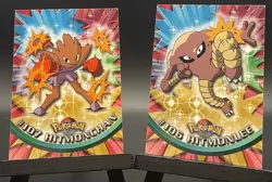 Pokemon Topps Blue Logo Hitmonlee #106 & Hitmonchan #107 - Image 1