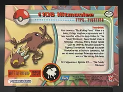 Pokemon Topps Blue Logo Hitmonlee #106 & Hitmonchan #107 - Image 5