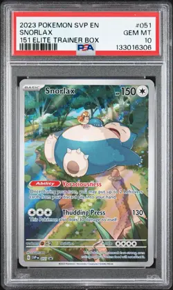 2023-25 Pokemon SV Black Star Promos SVP EN Snorlax #051 PSA 10 - Image 1