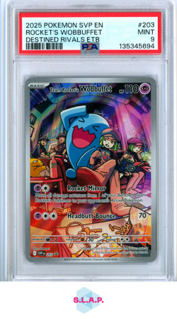 ROCKET'S WOBBUFFET DESTIN RIVA ETB POKEMON SVP EN-SV BLCK STR PRM 2025 203 PSA 9 - Image 1