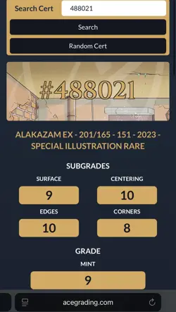 Pokemon S&V 151 Alakazam EX ✨201/165 ACE 9 (Mint) Fast Ship ✅ - Image 3