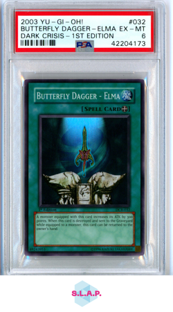 BUTTERFLY DAGGER-ELMA DARK CRISIS-1ST EDITION 2003 YU-GI-OH! DCR-DARK 032 PSA 6 - Image 1