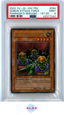 GOBLIN ATTACK FORCE PHARAOH'S SERVANT-1ST ED. 2002 YU-GI-OH! PSV-PHAR094 PSA 9 - Image 1