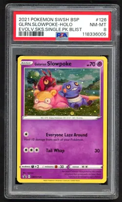 Pokemon Cards - PSA 8 Galarian Slowpoke SWSH126 - Evolving Skies - NM-MT PSA8 - Image 1