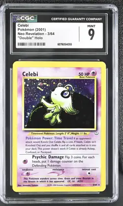 CGC 9 MINT Celebi 2001 Neo Revelation 3/64 "Double" Holo Pokemon Card - Image 1
