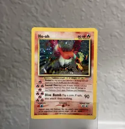 Double Holo Error Neo Revelation Ho-oh 7/64 Holo Rare Pokemon TCG Vintage Card - Image 2