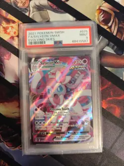 2021 POKEMON SWORD & SHIELD EVOLVING SKIES #075 FULL ART/SYLVEON VMAX PSA 9 - Image 1