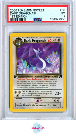 DARK DRAGONAIR 1ST EDITION POKEMON ROCKET 2000 33 PSA 7 - Image 1